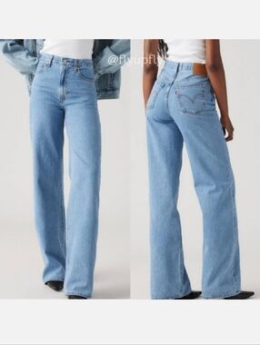 Levi's Ribcage Premium Wide Leg Blue Jeans